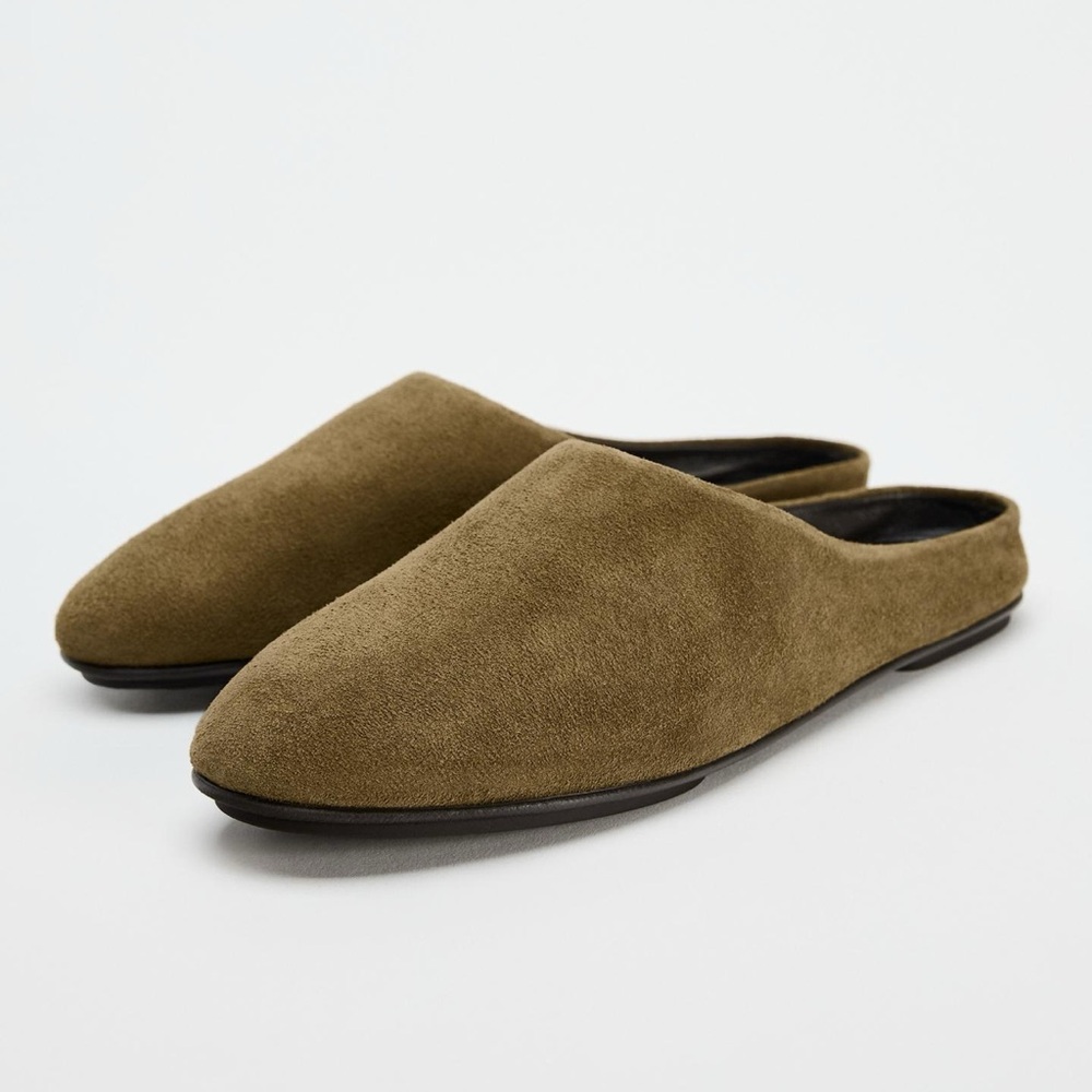 ZARA FLAT SUEDE SLINGBACK SHOES like THE ROW